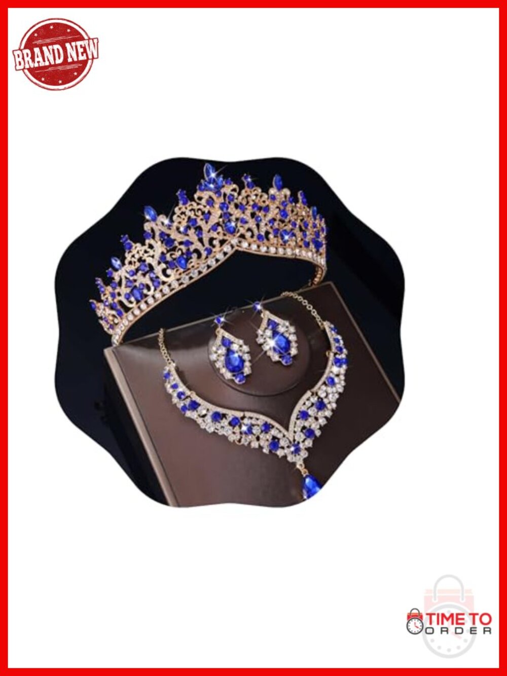 Crystal Tiaras & Crown Jewelry Set with Earrings & Necklace for Wedding Prom
